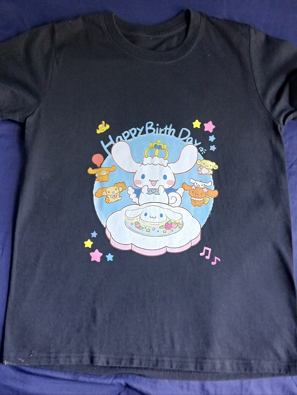 Sanrio Cinnamoroll Happy birthday black cotton